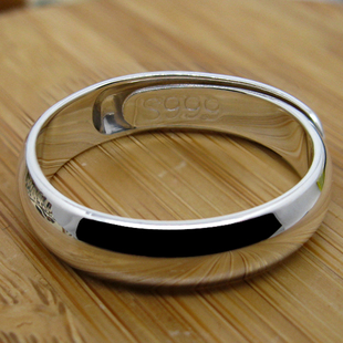 S999纯银男单身戒指开口可调节个性霸气简约光面尾戒饰品免费刻字