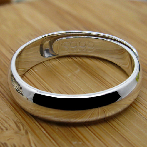 S999纯银男单身戒指开口可调节个性霸气简约光面尾戒饰品免费刻字