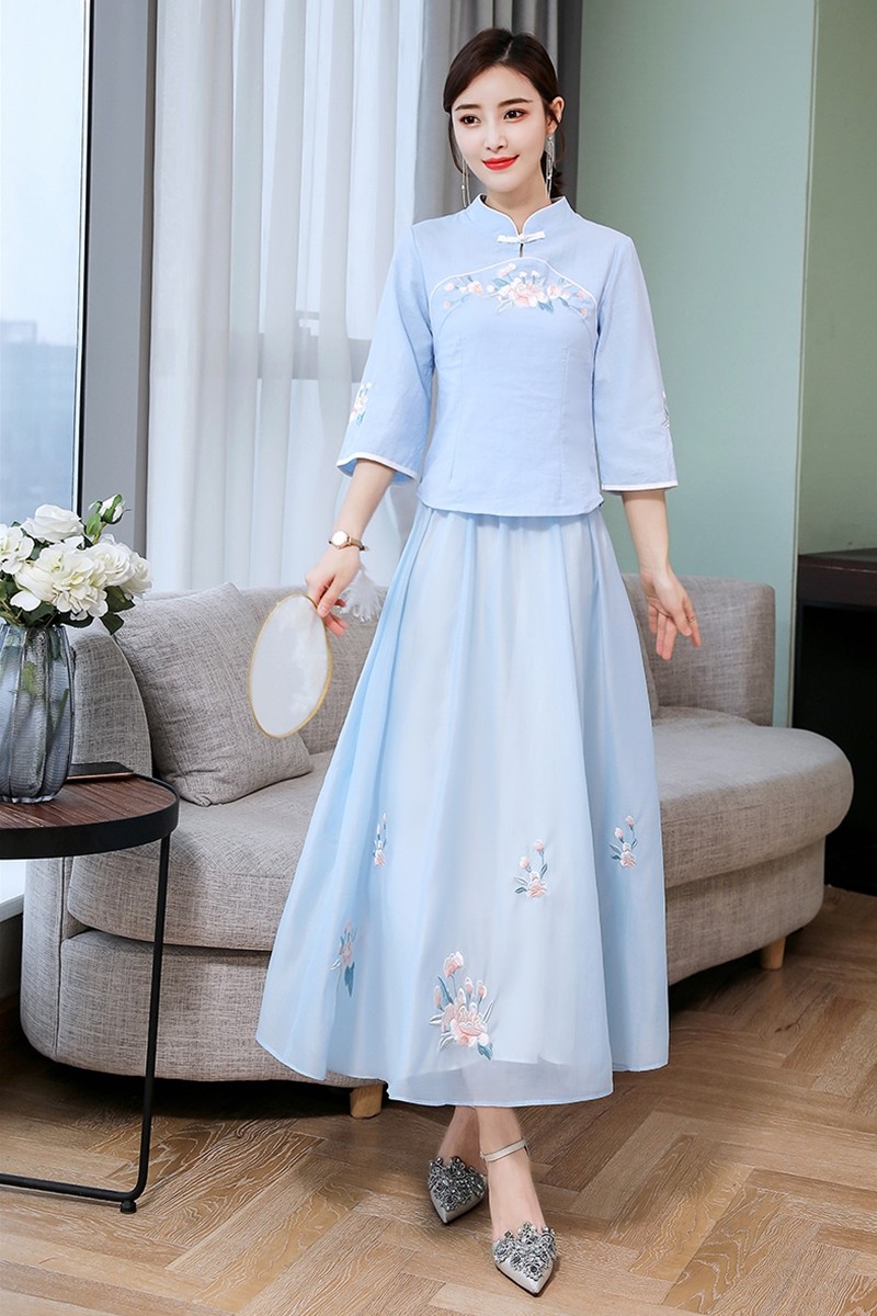 茶服女唐装套装文艺复古茶艺师服装夏季民族风养生馆采耳工作茶道