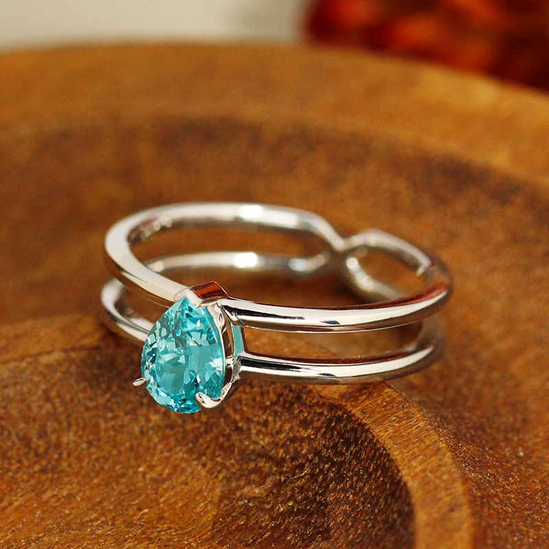 S925银水滴帕拉伊巴双层戒指