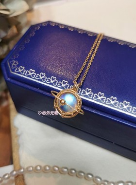 小星球造型月光石吊坠女