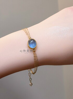 天然海蓝宝手链女冰种水晶