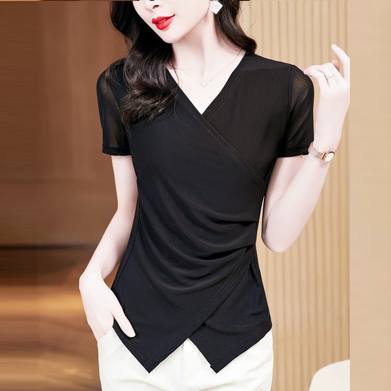 不规则修身短袖上衣打底衫