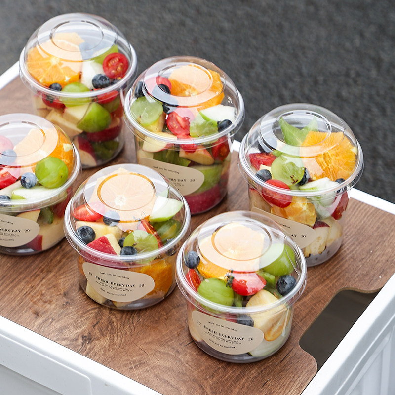 网红水果杯果切透明盒野餐露营水果沙拉冰粉一次性外卖打包盒子,包装,水果包装,淘宝优惠券,粉丝福利购,淘宝优惠卷