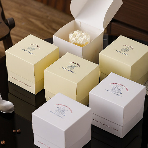 ins风2/3寸迷你小切块蛋糕包装盒慕斯甜品盒烘焙法式西点打包盒子