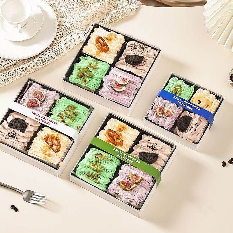 网红四喜盒子蛋糕包装盒四拼四分格甜品一次性打包纸盒外带手提盒,厨房/烹饪用具,点心包装盒/包装袋,淘宝优惠券,粉丝福利购,淘宝优惠卷