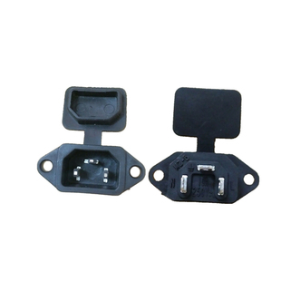 热销电动车专用全铜一横两竖带橡胶盖防水防溅插座黑色品字型插座