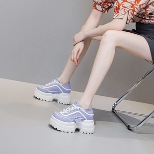 女潮ins酷9cm 老爹鞋 震地王时尚 厚底真皮内增高松糕高跟运动单鞋