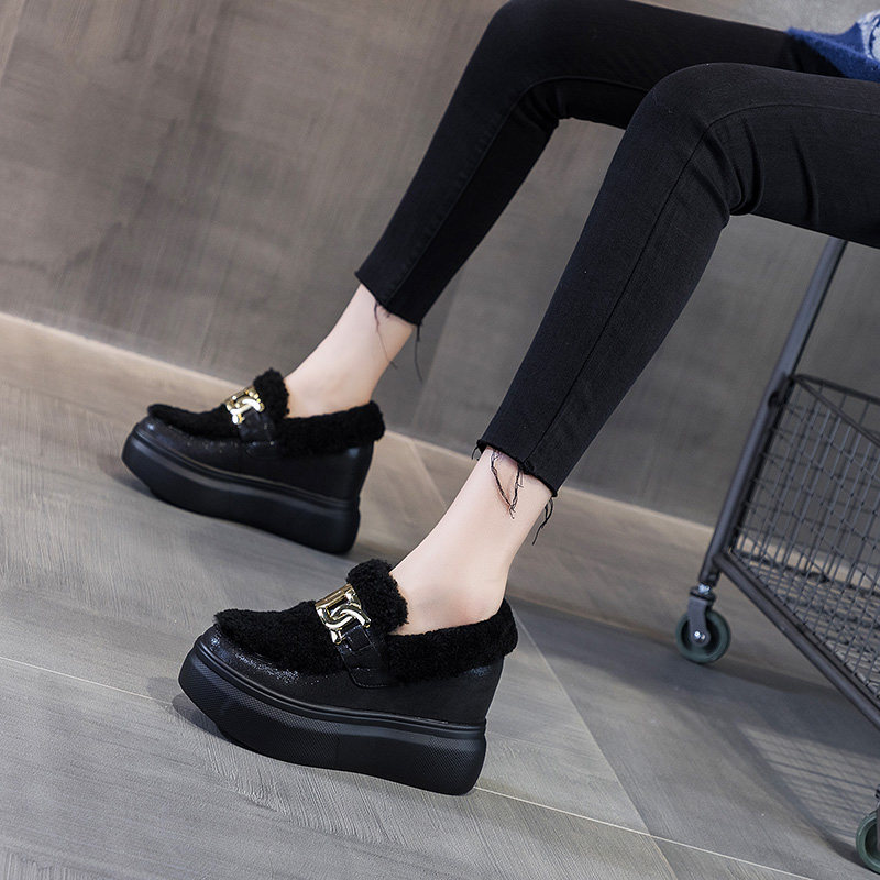 震地王羊羔毛加绒棉鞋女内增高ins甜美2020冬季新款9cm厚底豆豆鞋,女鞋,棉鞋,淘宝优惠券,粉丝福利购,淘宝优惠卷