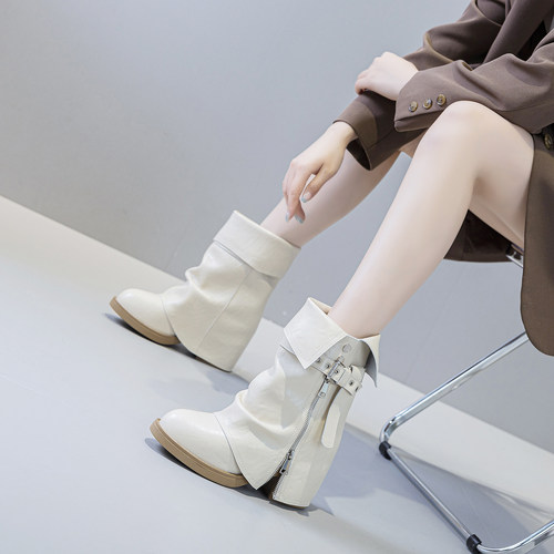 2025秋冬时尚裤管单靴隐形内增高