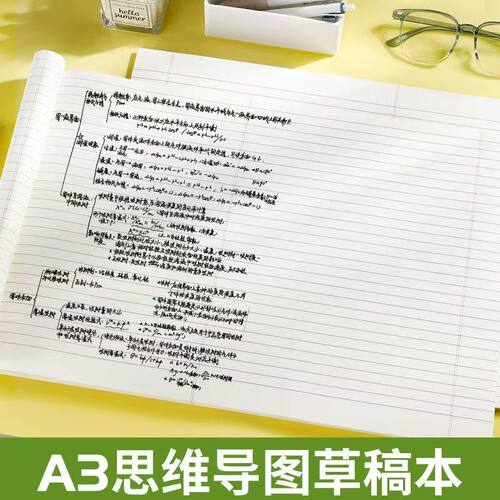 薄脆本A3思维导图草稿本大尺寸分区考研复习笔记本