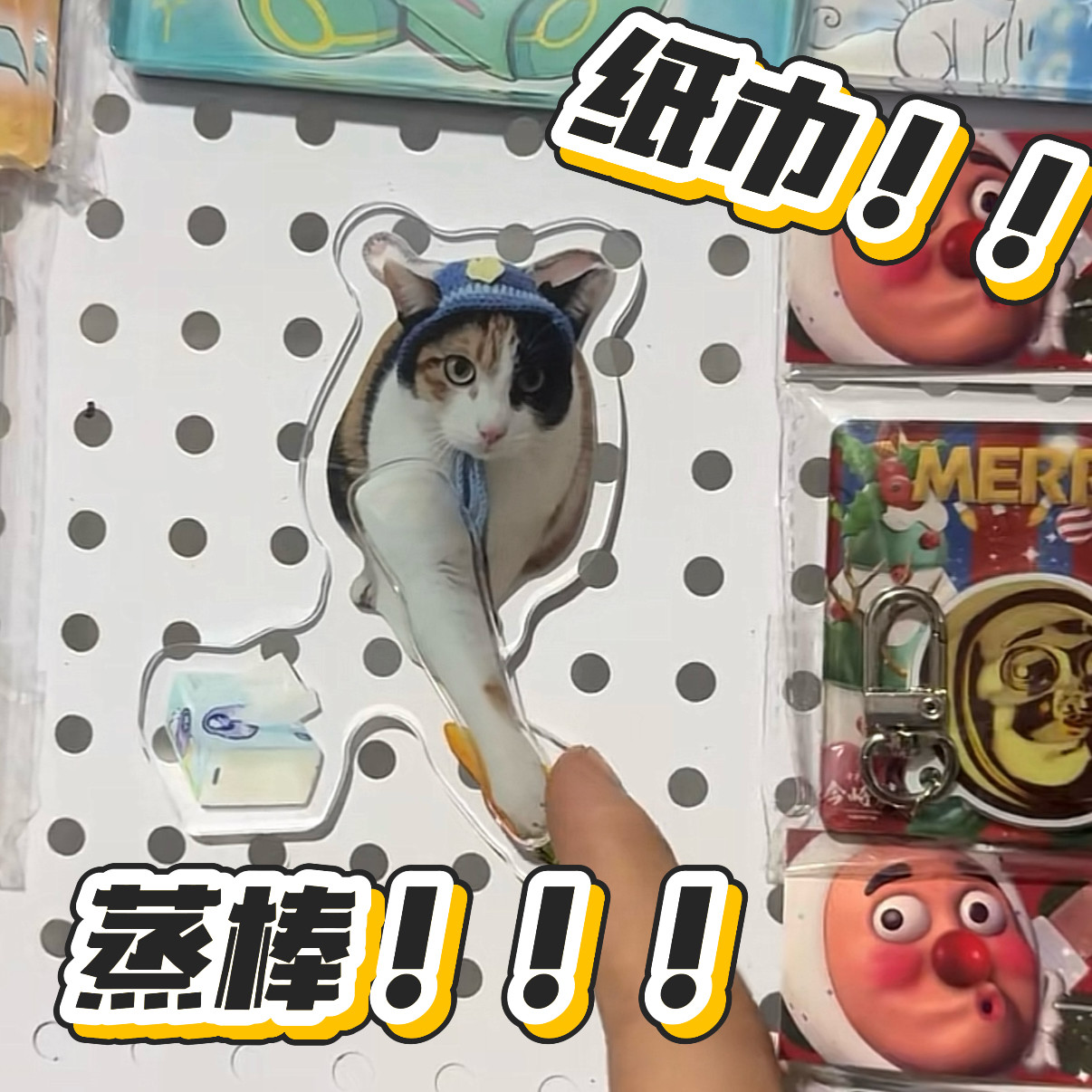 萝卜纸巾猫咪大笨猫察颜观色旋转亚克力可爱汽车摆件冰箱贴,家居饰品,冰箱贴,淘宝优惠券,粉丝福利购,淘宝优惠卷