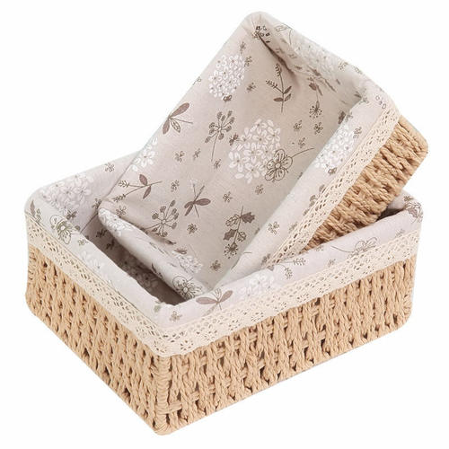 化妆品收纳盒茶几遥控器桌面布艺杂物简约零食篮客厅钥匙藤收纳筐 - 封面