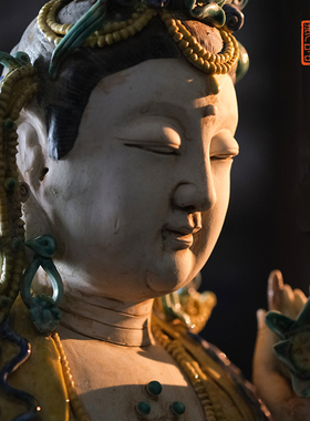 仿元素三彩家用佛像摆件手工中式