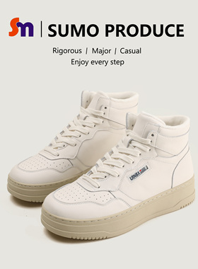 素陌冬季加绒高帮休闲鞋女厚底板鞋韩版小白鞋100%头层牛皮8158