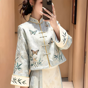 2025秋冬新款 汉服女外套马面裙两件套 清冷日常通勤绣花改良新中式