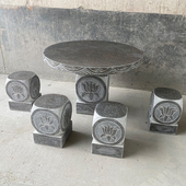 石桌石凳桌面花岗岩大理石雕花园家室外茶台庭院园林景观新品 摆件