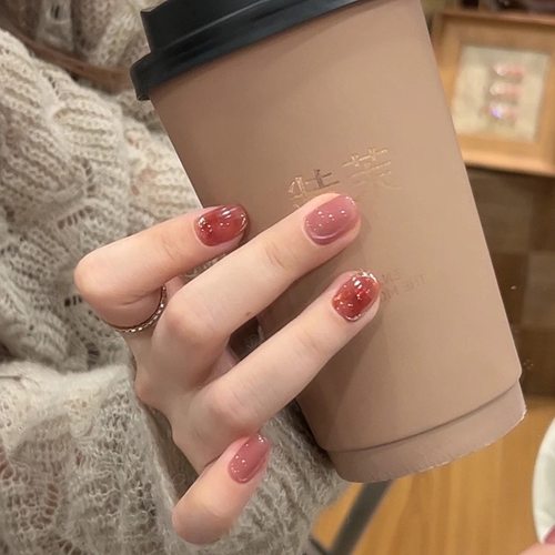 【紫杉】石手工穿戴甲显白纯欲猫眼渐变腮红光疗美甲四季流行