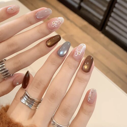 【雅典娜】纯手工穿戴甲秋冬新款高级感显白美甲贴片可拆卸假指甲