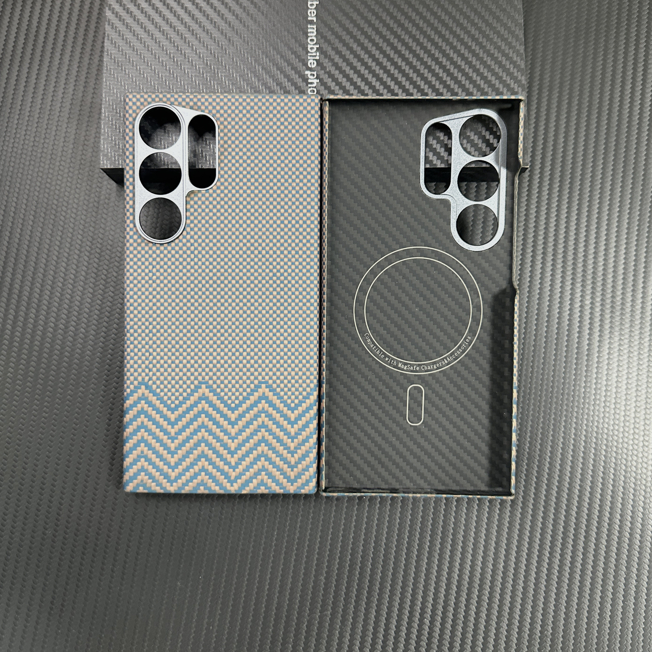 适用三星S24Ultra手机壳磁吸凯夫拉浮织芳纶S23Ultra碳纤维无边框MagSafe保护套新款