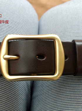 手工纯铜休闲风牛皮皮带