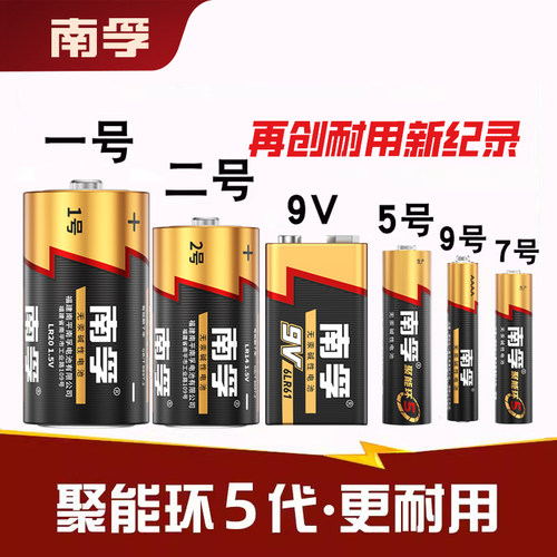 南孚碱性电池1号9v方形aaaa7号
