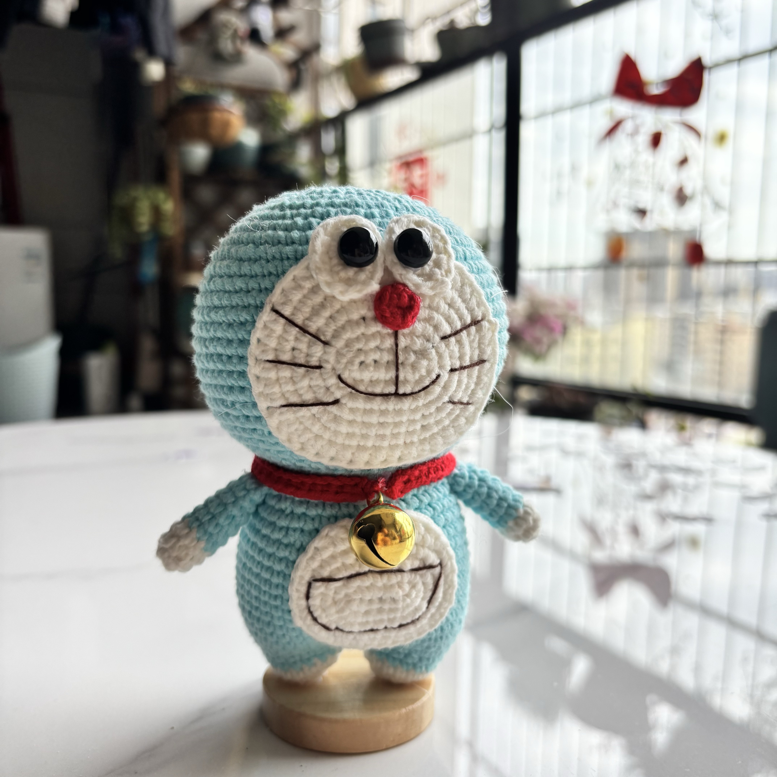 （成品）毛线钩针编织哆啦A梦玩偶摆件