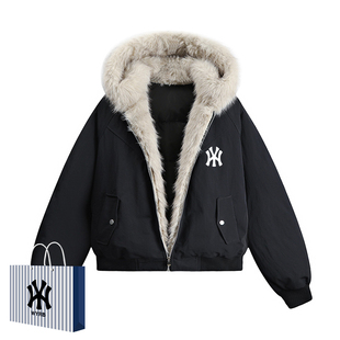 奥莱联名冬季新款连帽鸭绒羽绒服男士时尚袄子保暖加大码衣服外套