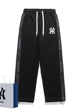 奥莱联名美式复古运动裤男士春秋季新款宽松休闲百搭直筒高街长裤