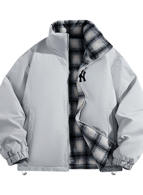 奥莱联名休闲风立领双面穿90鸭绒羽绒服男士加厚保暖宽松冬季外套