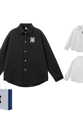 奥莱联名美式复古纯色时尚衬衫男士春秋季新款百搭简约开衫外套潮