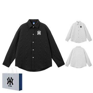 奥莱联名美式复古纯色时尚衬衫男士春秋季新款百搭简约开衫外套潮