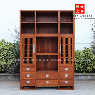 刺猬紫檀红木书柜实木家具新中式书房书架花梨木办公室储物博古架