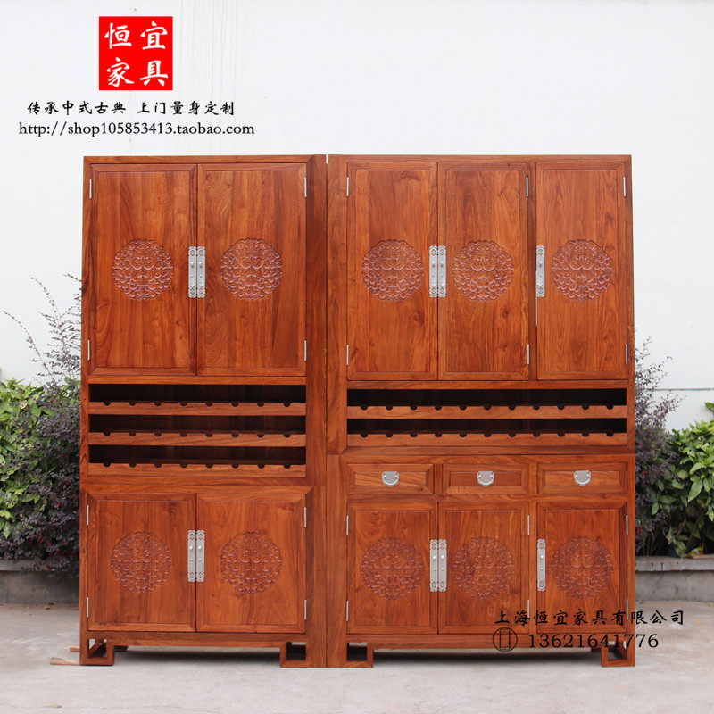 刺猬紫檀酒柜餐边柜实木家具现代简约新中式花梨木收纳储物柜酒柜