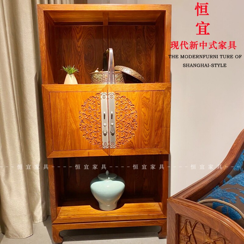 新中式京瓷花梨木储物酒柜刺猬紫檀家具苏梨餐厅边柜纯实木展示柜