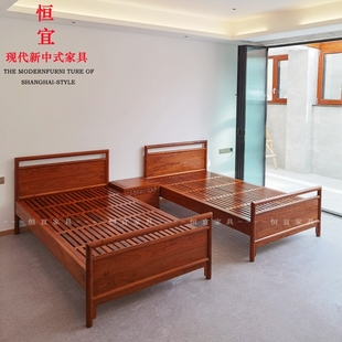 新中式 刺猬紫檀1.2米单人床实木家具简约红木儿童床花梨木老人床