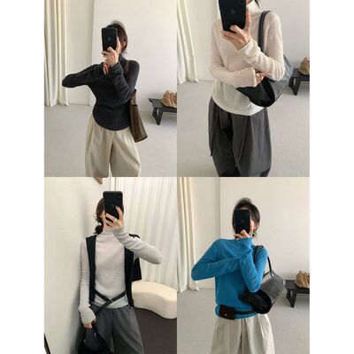 TG 羊毛质感基础百搭显瘦半高领打底针织毛衣女2025秋季新款25868