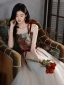 春秋晚礼服名媛气质穿搭衣服战袍长款 礼服裙子聚会吊带连衣裙女装