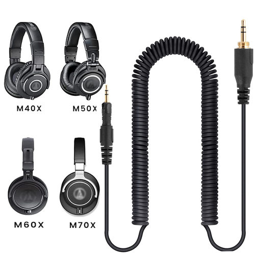 适用铁三角M40X M50X M60X M70X耳机配件弹簧线6.35转3.5音频转接
