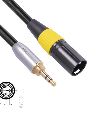 DEMINNA外螺纹3.5MM公头转XLR 3pin卡农公头声卡调音台音频线