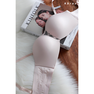 Kbras无肩带QC防滑内衣无钢圈抹胸文胸无痕半杯抹胸小胸聚拢裹胸