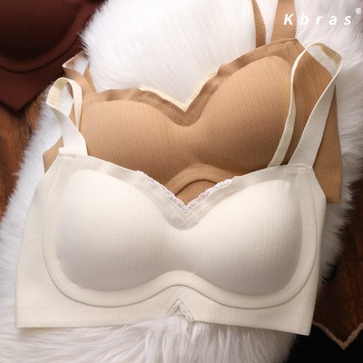 Kbras无钢圈蚕丝螺纹保暖文胸