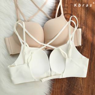 Kbras前扣式QC内衣女士小胸聚拢u型美背交叉性感文胸
