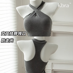 Kbra挂脖吊带背心女内搭夏外穿带胸垫工字美背上衣无袖辣妹穿搭