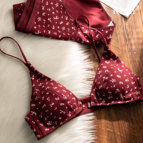 Kbra小碎花红色前扣美背三角杯