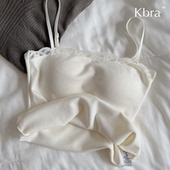 带胸垫春季 Kbra法式 蕾丝领保暖背心女2026新款 加绒内搭打底上衣