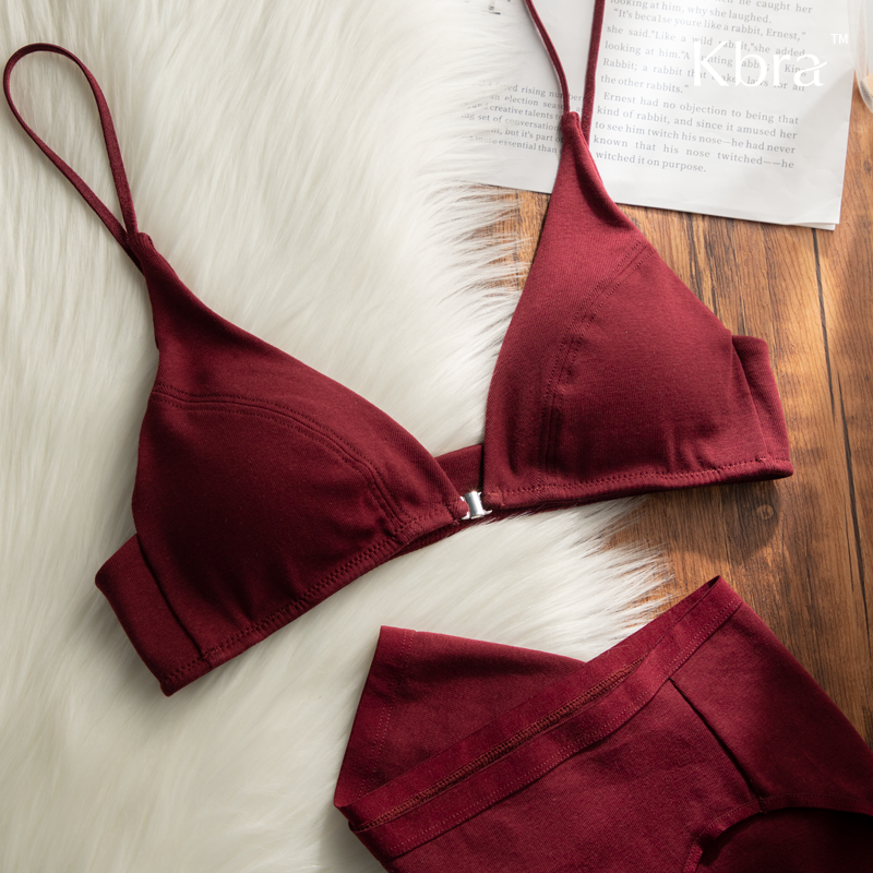 Kbra本命年无痕小胸性感红色内衣女前扣美背结婚超薄纯欲文胸套装