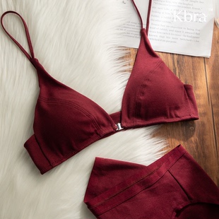 Kbra本命年无痕小胸性感红色内衣女前扣美背结婚超薄纯欲文胸套装