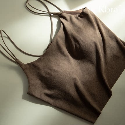 Kbra细肩带交叉美背吊带背心女士夏季带胸垫修身内搭打底纯欲上衣