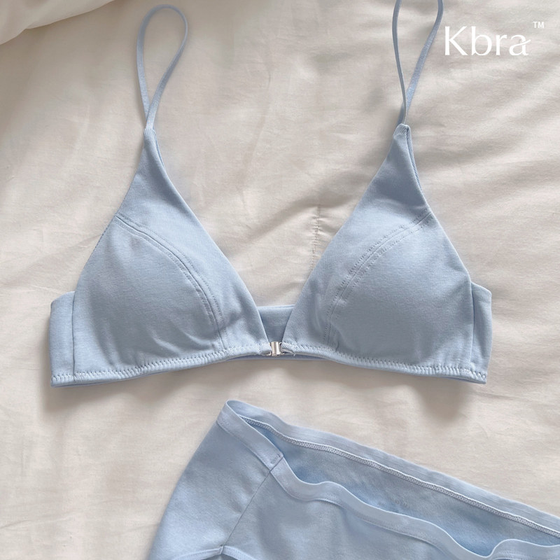 Kbra轻薄无痕小胸性感内衣女前扣美背细肩带法式超薄纯欲文胸套装
